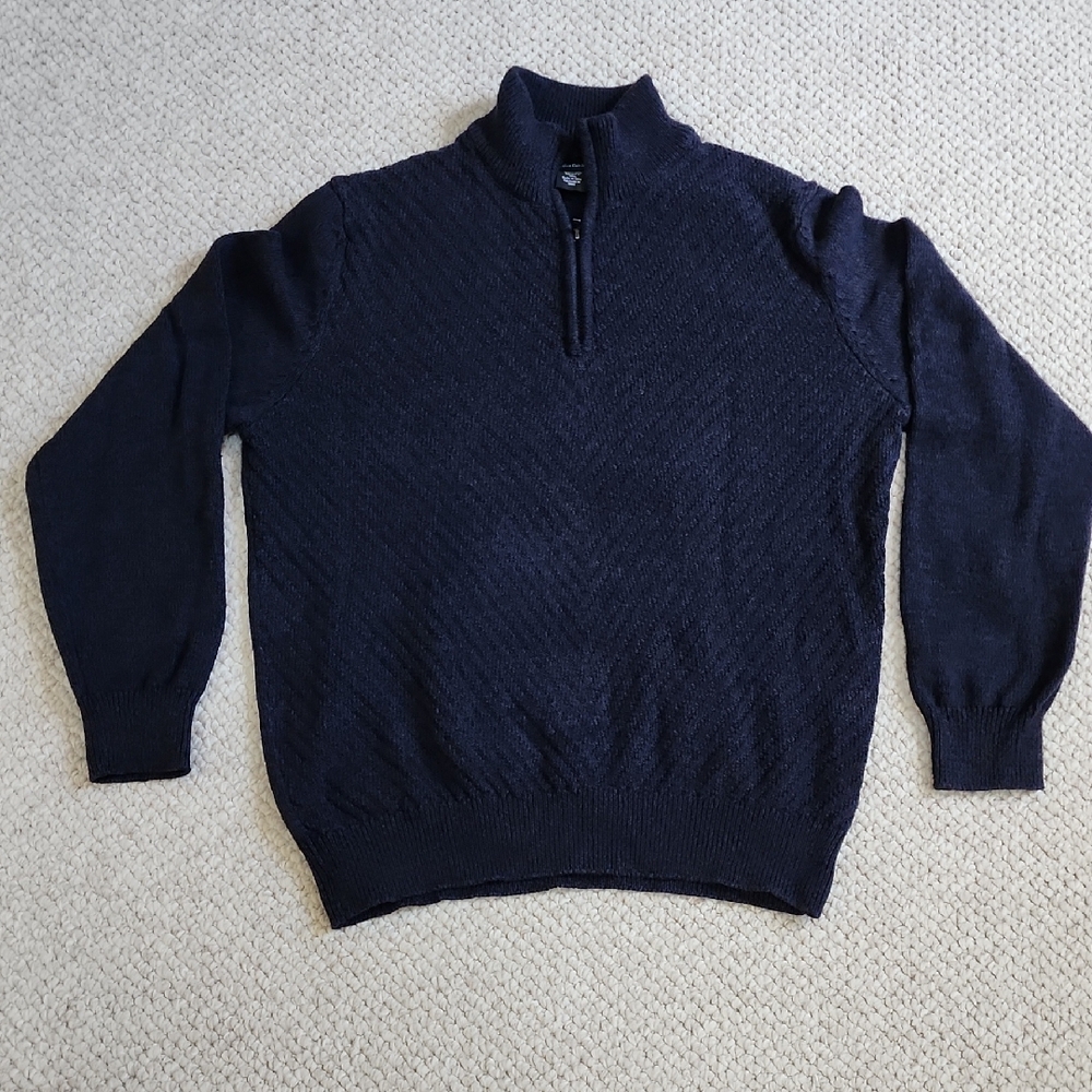 Calvin Klein Jeans Men's Dark Blue Zip-Up Cotton Sweater Sz XL